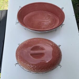 Temp-tations Presentable Ovenware By Tara Vintage‎ Egg Shape Casserole Set Pink